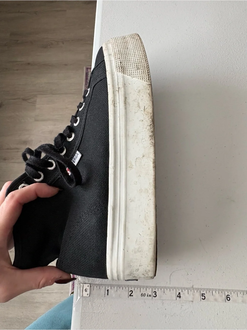 Womens Size 8.5/ Mens Size 7/ 39.5 Superga Black 2705 High Top Platform Sneakers - Picture 5 of 8